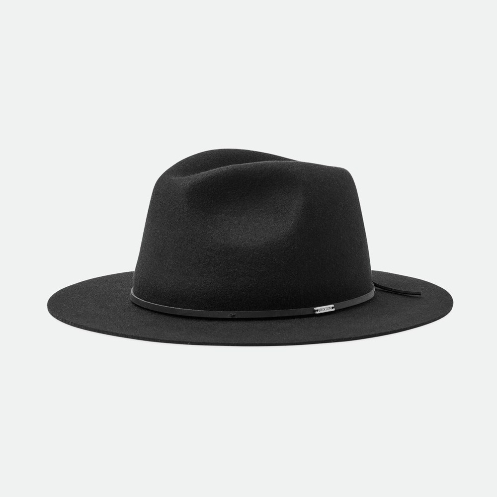 Brixton Wesley black wool fedora hat